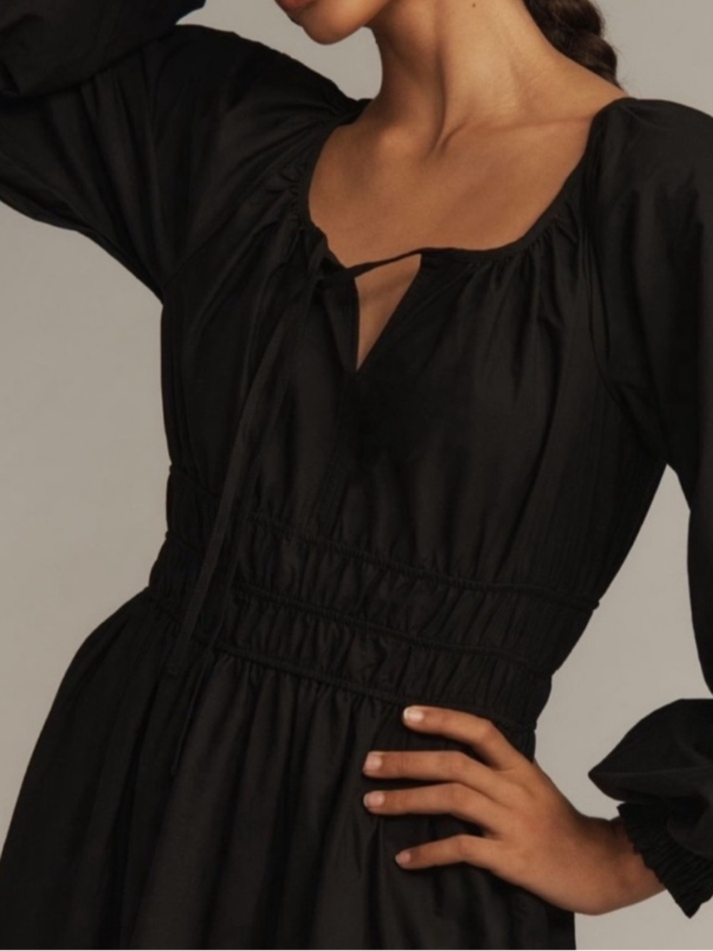 Anthropologie Black Long Puff-Sleeve Tiered Maxi Dress - Picture 4 of 12
